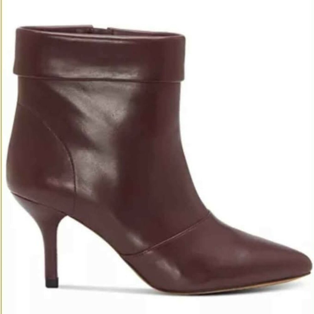 Vince Camuto Amvita Mahogany Leather Point-Toe Bootie